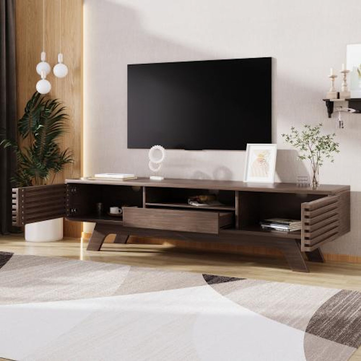 MERAX Meuble tv naturel 150 cm panneau de particules