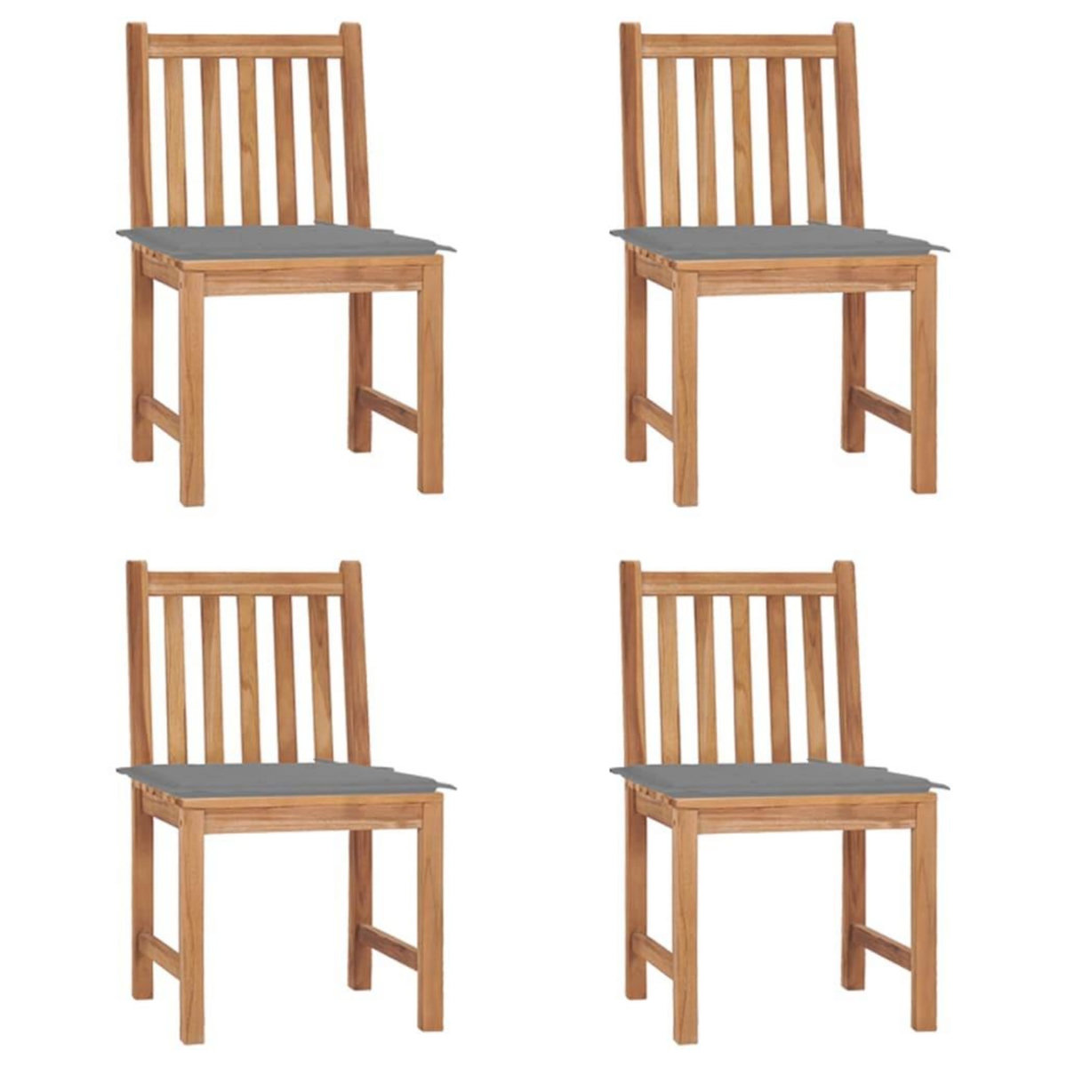 VIDAXL Chaises de jardin lot de 4 avec coussins Bois de teck massif