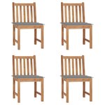 VIDAXL Chaises de jardin lot de 4 avec coussins Bois de teck massif