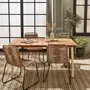 SWEEEK Table de jardin MARINGA bois et métal, 150cm + 4 chaises de jardin en corde BRASILIA, empilables