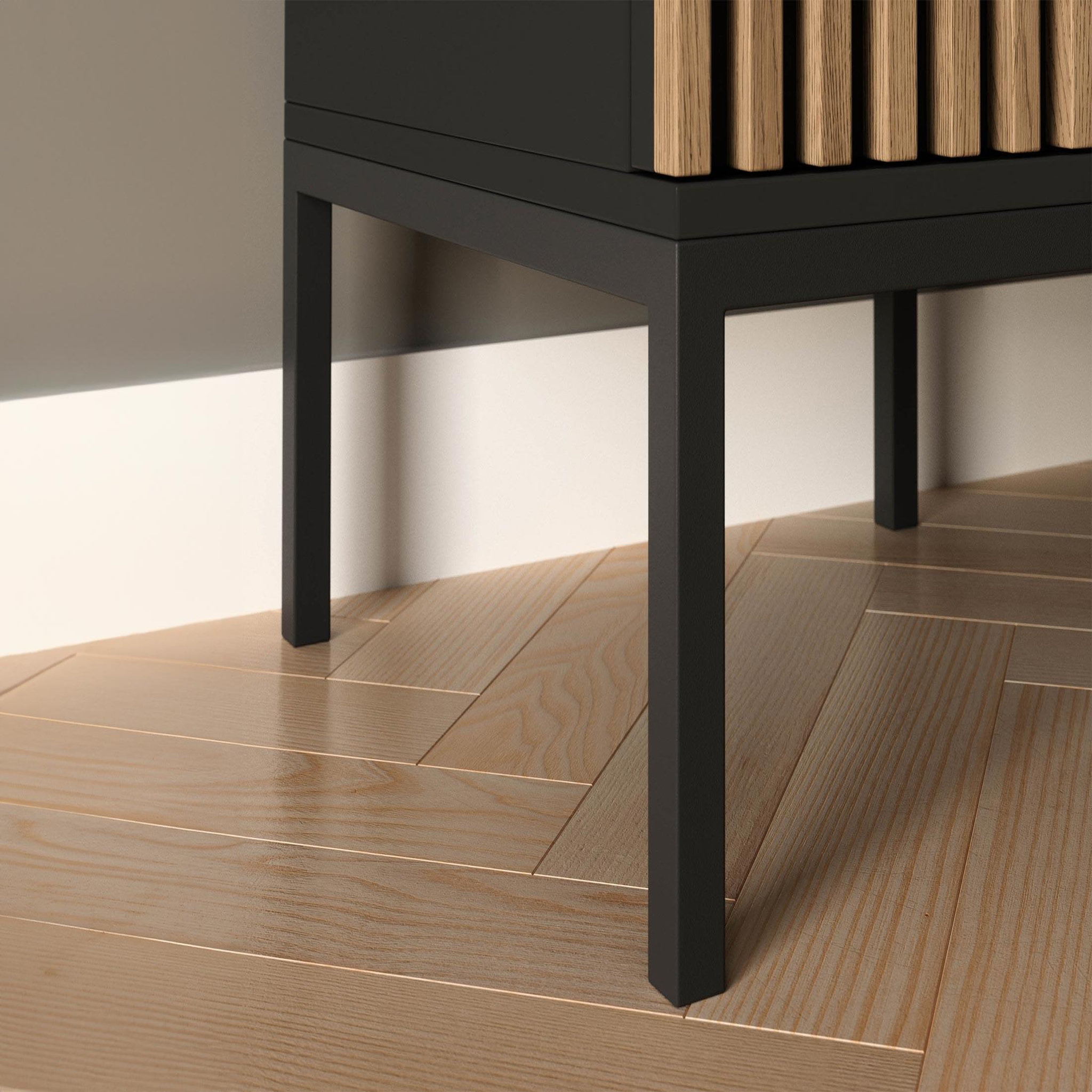 Voir la diapositive 4 : BEST MOBILIER Savanna - table de chevet - effet bois et noir - 40 cm