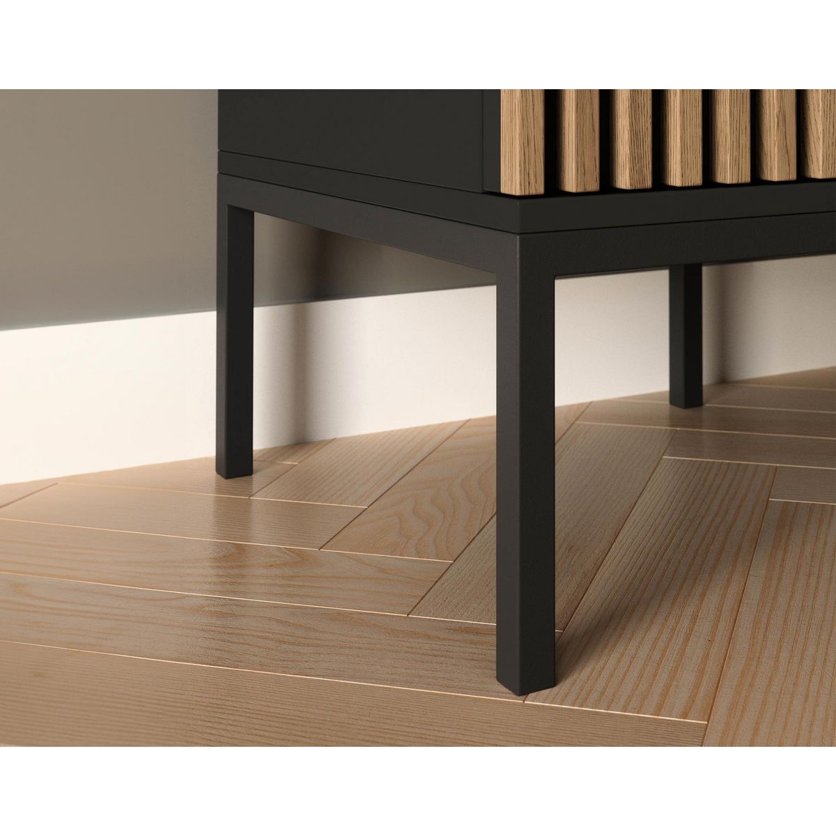 BEST MOBILIER Savanna - table de chevet - effet bois et noir - 40 cm