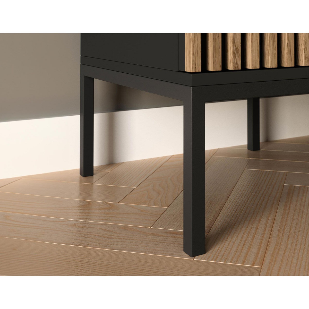 BEST MOBILIER Savanna - table de chevet - effet bois et noir - 40 cm