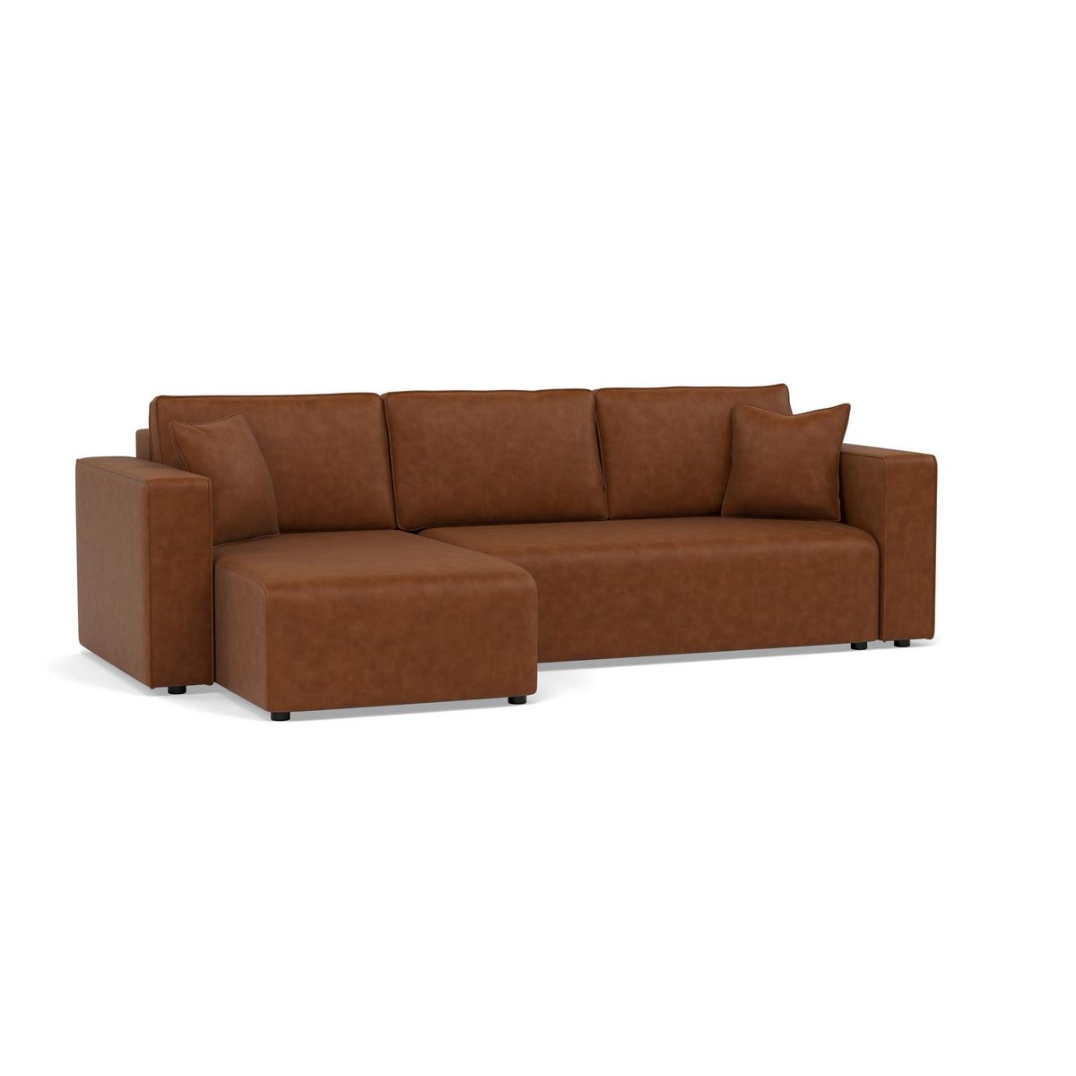 BEST MOBILIER Topaze - canapé d'angle réversible 4 places convertible avec coffre en simili