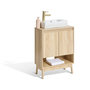 Voir la diapositive 6 : FIVE Meuble sous vasque 2 portes et 1 niche effet bois naturel ABANA - Beige