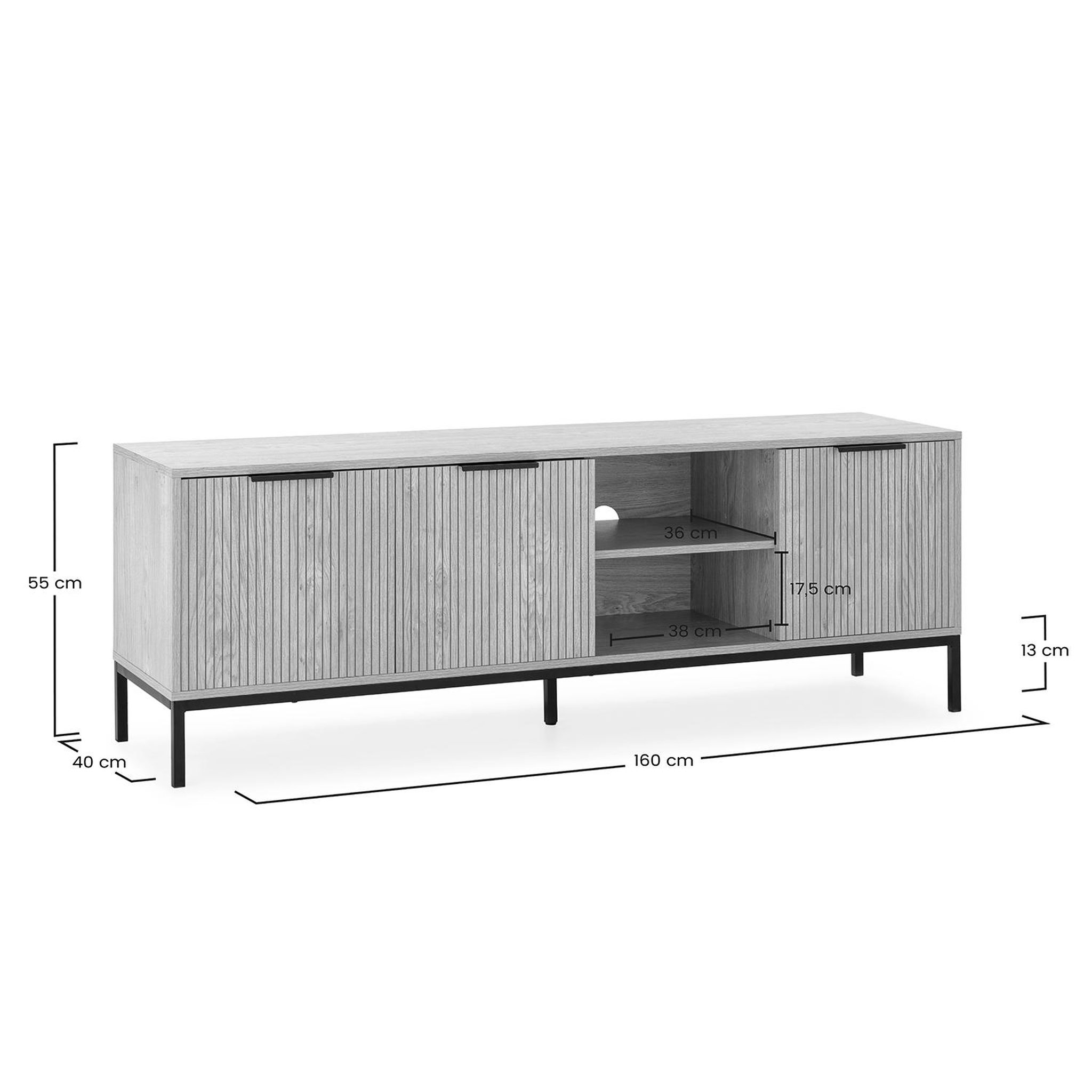 Voir la diapositive 6 : VS VENTA-STOCK Meuble TV Monica 3 portes couleur Bois