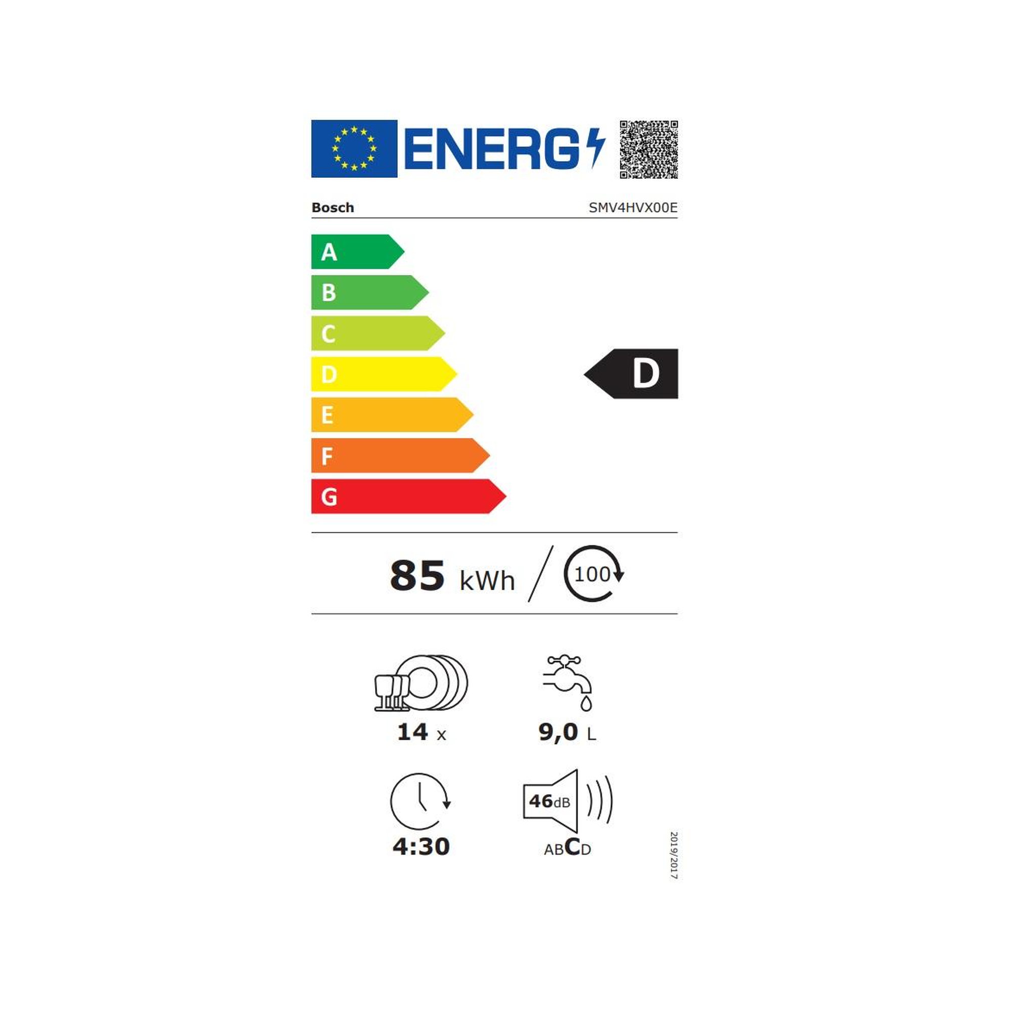 Voir la diapositive 2 : BOSCH Lave-vaisselle 60cm 14 couverts 46db tout intégrable - smv4hvx00e