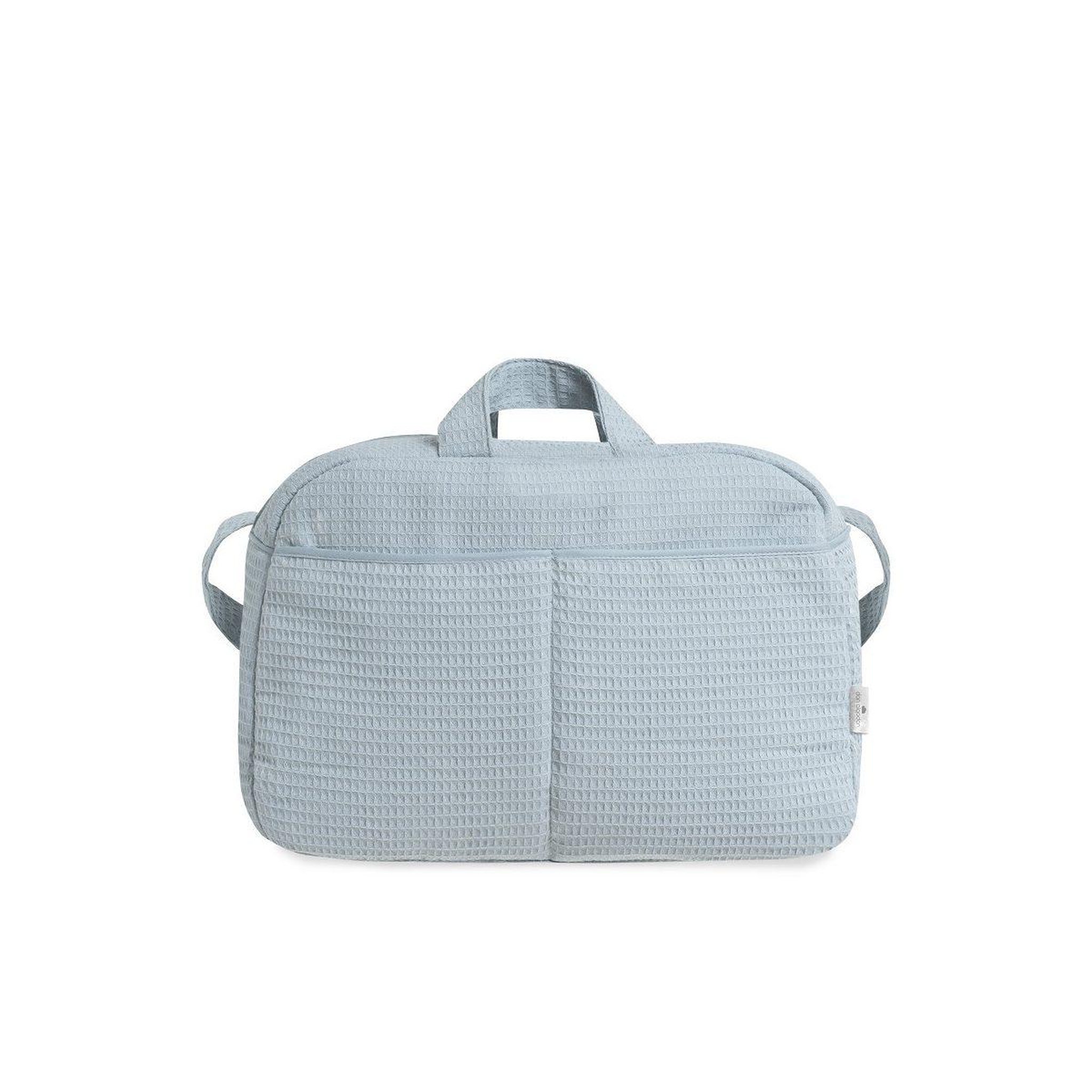 Voir la diapositive 2 : INTERBABY Sac à langer  - coton nid d'abeille - bleu foncé - trousse et matelas à langer