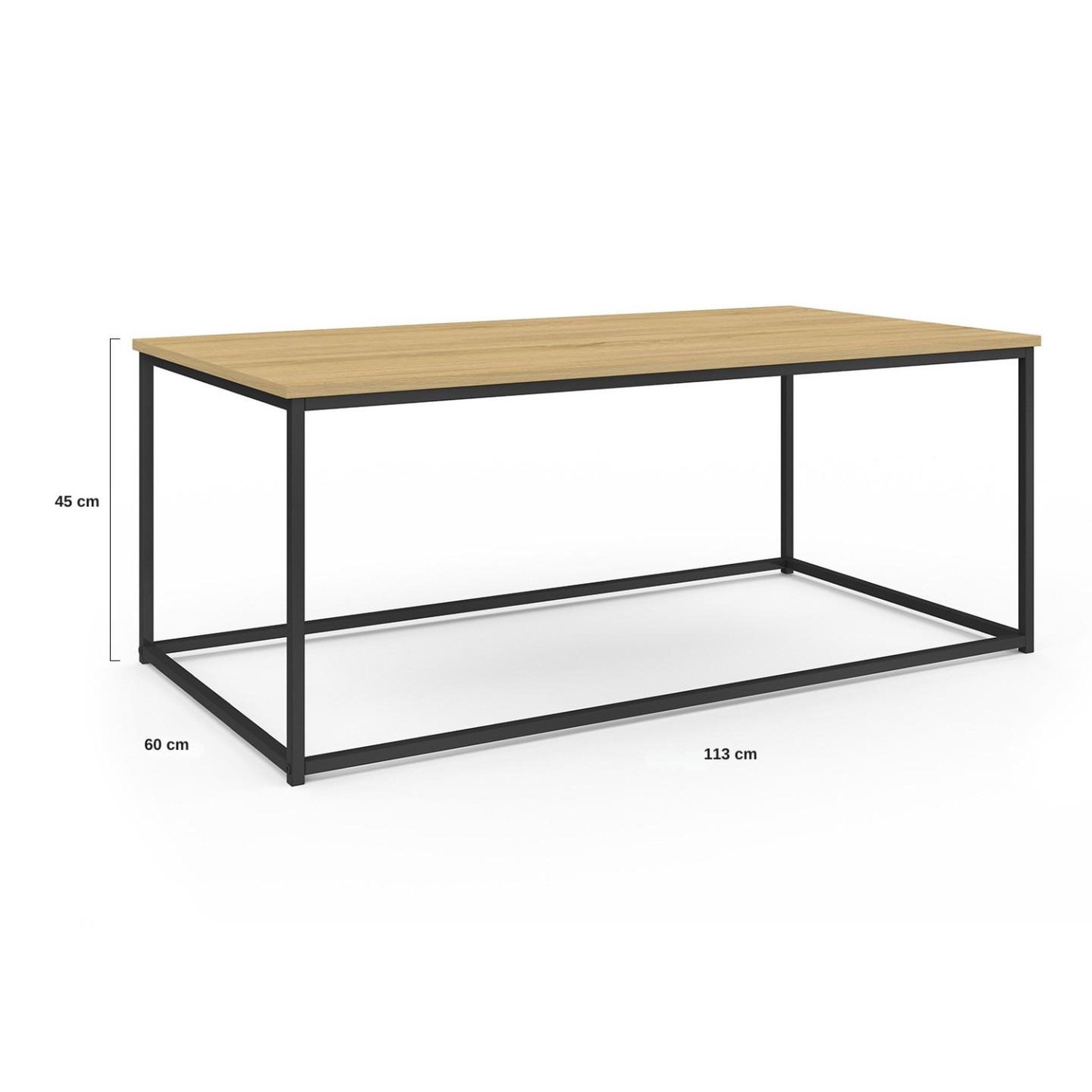 Voir la diapositive 4 : ID MARKET Table basse rectangulaire detroit 113 cm design industriel bois et métal