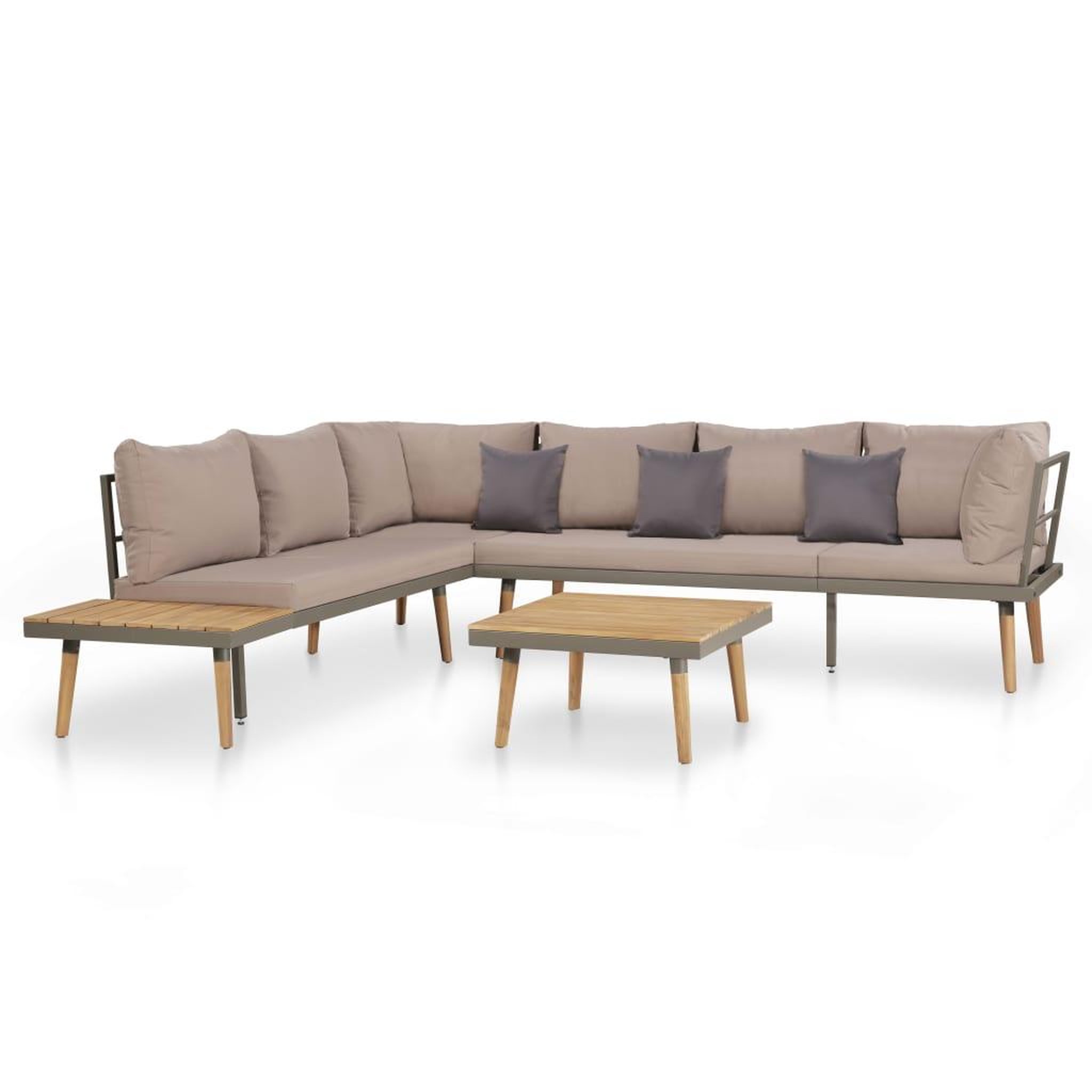 VIDAXL Salon de jardin 4pcs et coussins Bois d'acacia solide Marron