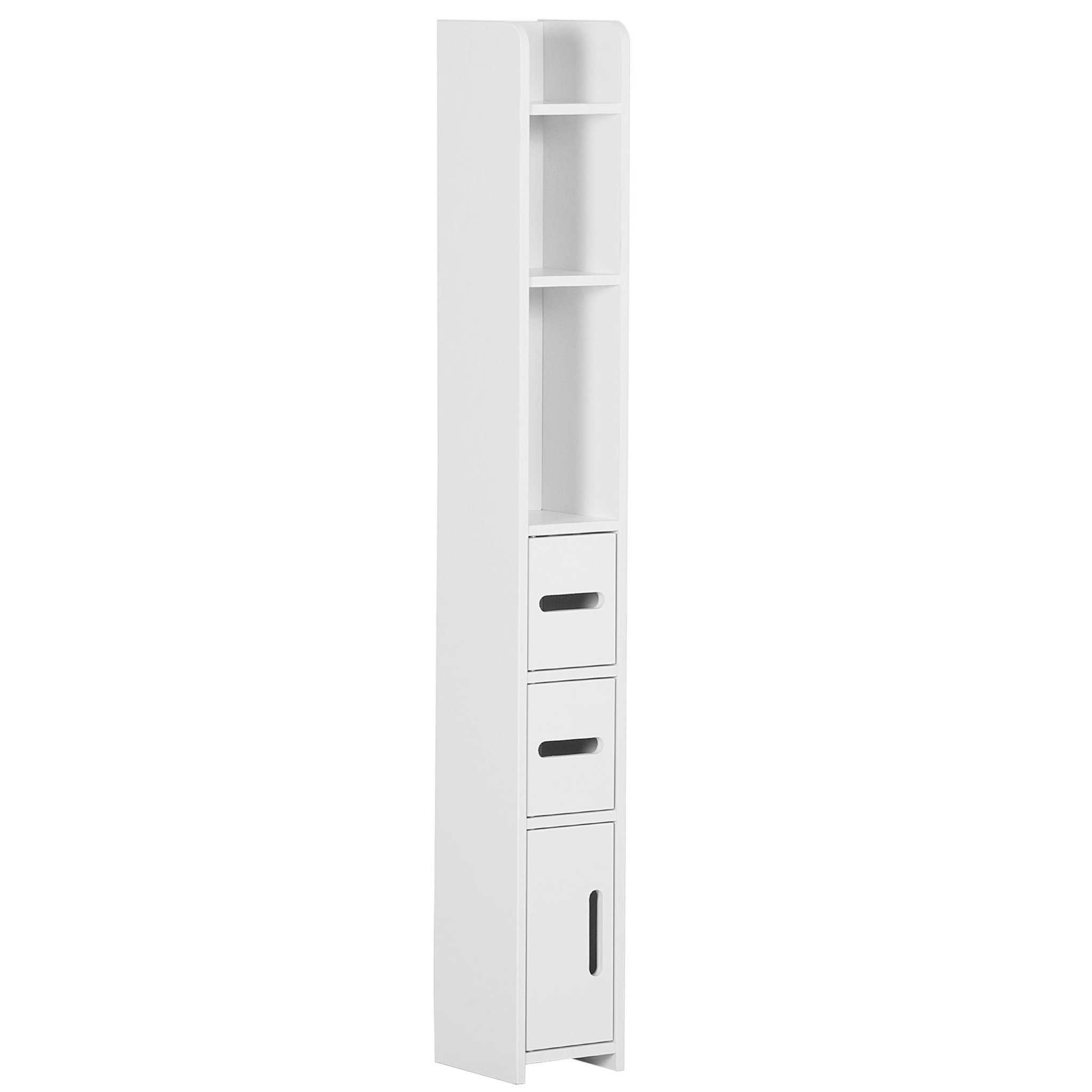 Voir la diapositive 1 : KLEANKIN Meuble bas colonne rangement salle de bain WC 3 portes 2 niches étagère blanc