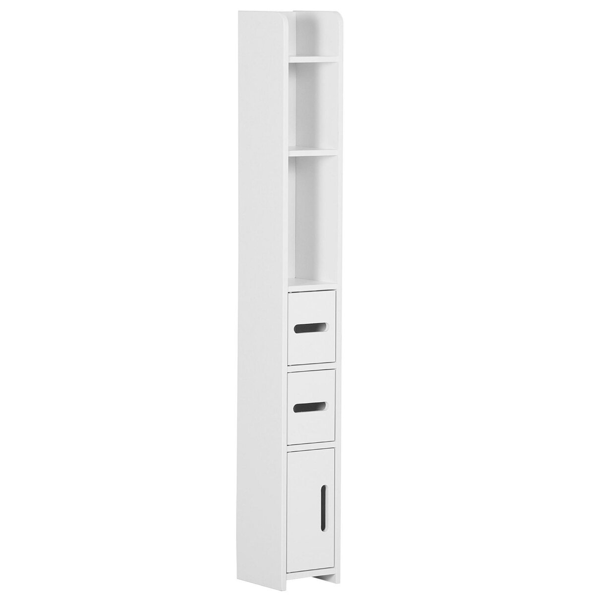 Kleankin - Meuble colonne rangement salle de bain dim. 30L x 30l x 144H cm  2 tiroirs 3 étagères MDF blanc