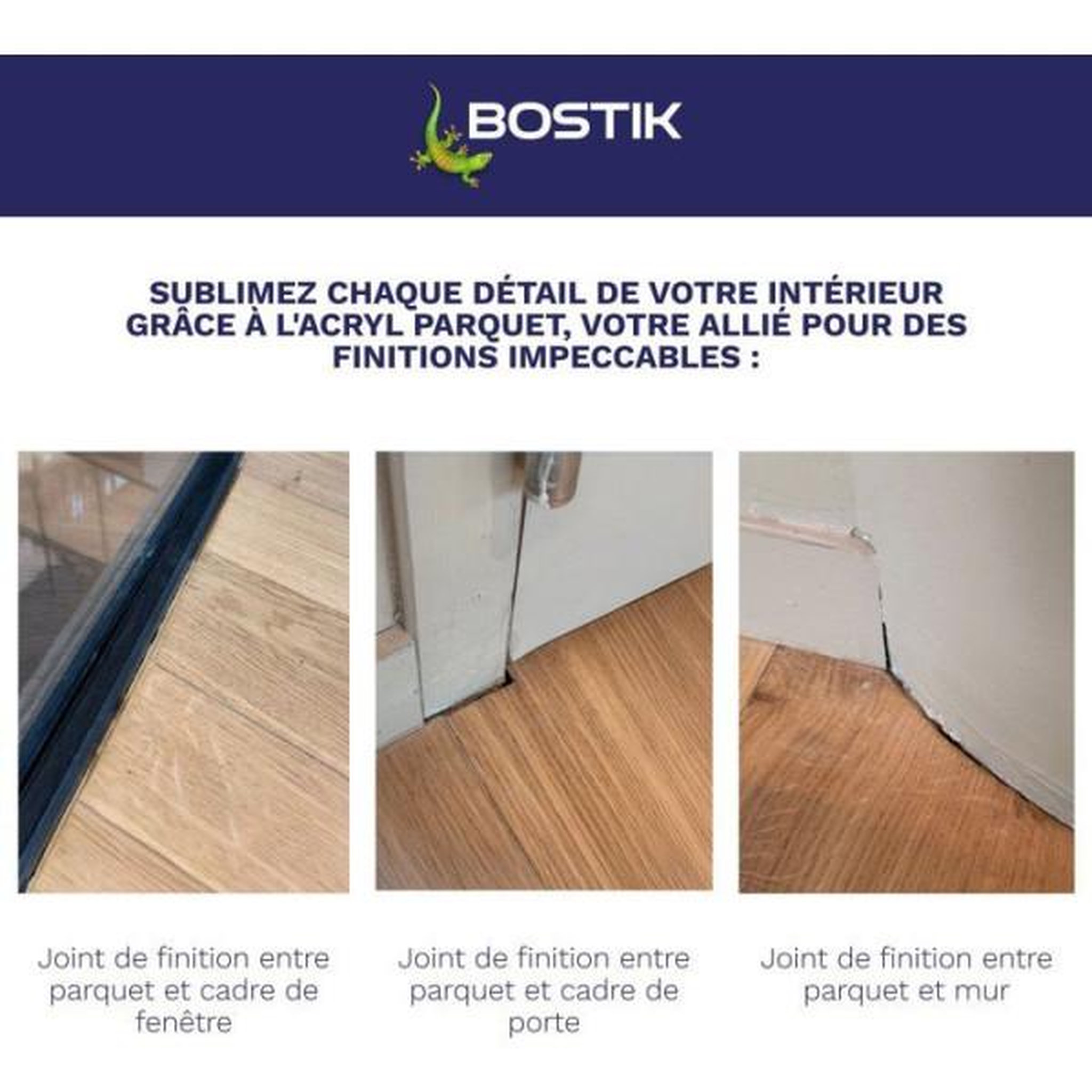 Voir la diapositive 6 : Bostik Mastic acrylique - BOSTIK - Joint Acryl Parquet - Compatible tous vernis - Chene foncé - 300 ml