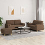 Voir la diapositive 1 : VIDAXL Ensemble de canapes 3 pcs avec coussins marron tissu