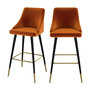 Voir la diapositive 1 : Rendez vous déco Lot de 2 chaises de bar en velours orange 78 cm-Aristote