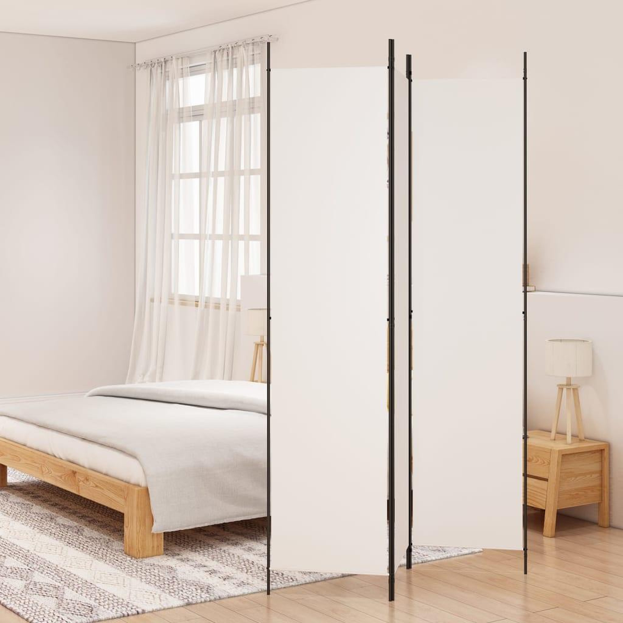 VIDAXL Cloison de separation 3 panneaux Blanc 150x220 cm Tissu