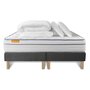 Voir la diapositive 2 : SEPTNUITS Pack matelas + double sommiers gris  Memo Luxe Ressorts ensachés + mémoire de forme 5 zones de confort
