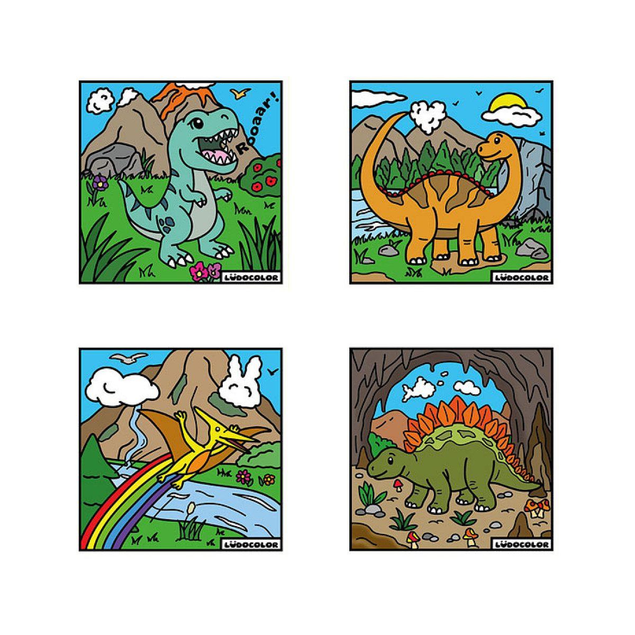 Voir la diapositive 4 : LUDOCOLOR Lot de 4 coloriages velours dinosaures