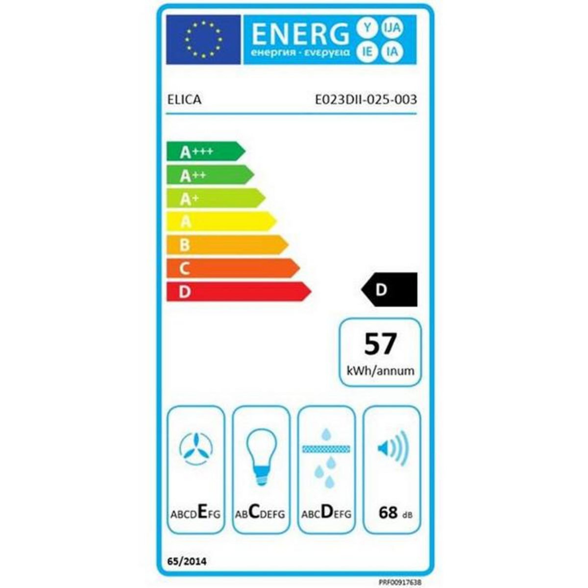 ELICA Hotte décorative murale 90cm 68db 395m3/h inox - prf0091763b