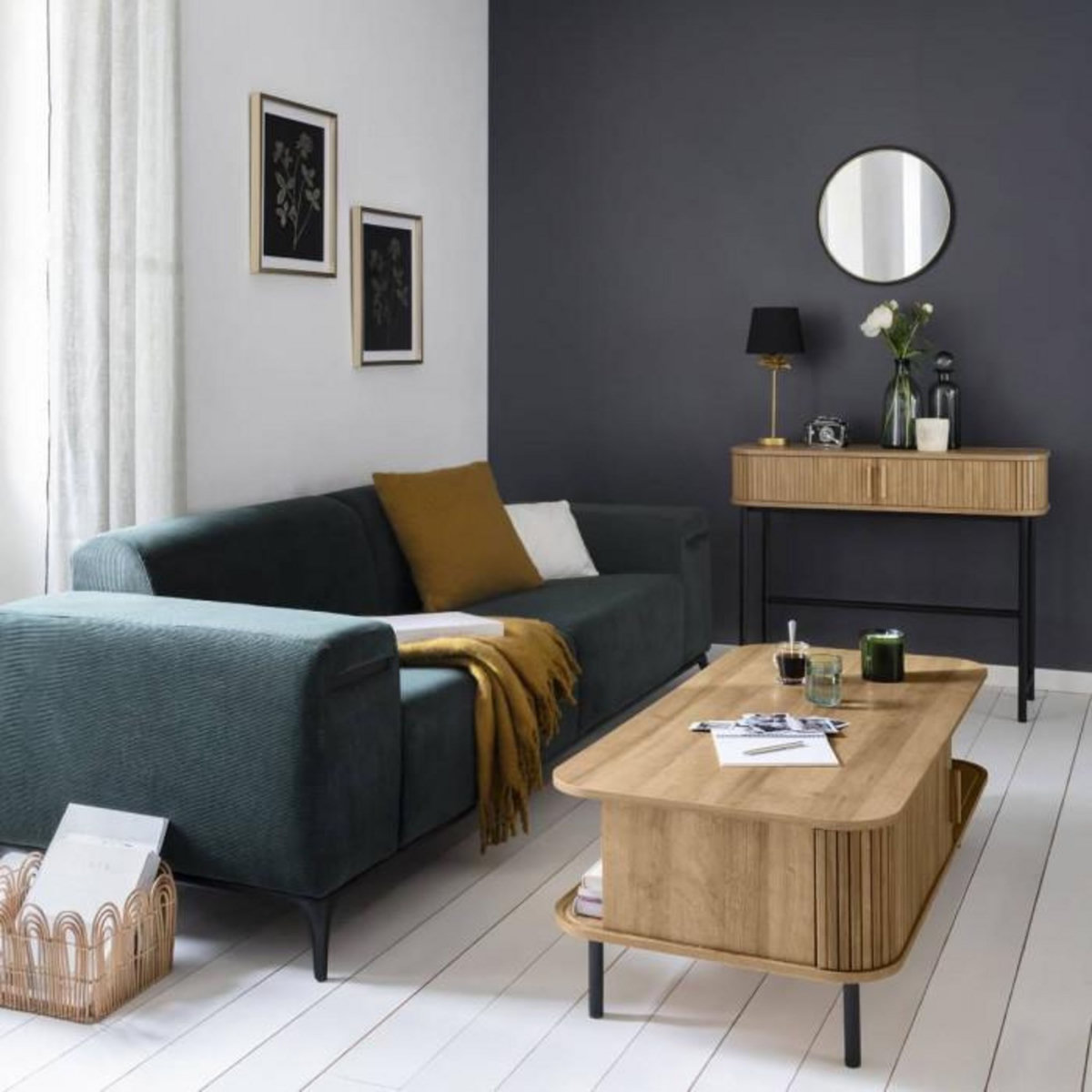 ATMOSPHERA Miroir Rond en Métal  Justin  48cm Noir