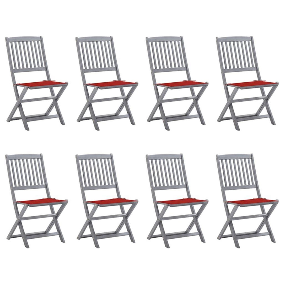 VIDAXL Chaises pliables d'exterieur lot de 8 et coussins Bois d'acacia