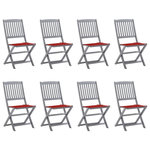 VIDAXL Chaises pliables d'exterieur lot de 8 et coussins Bois d'acacia