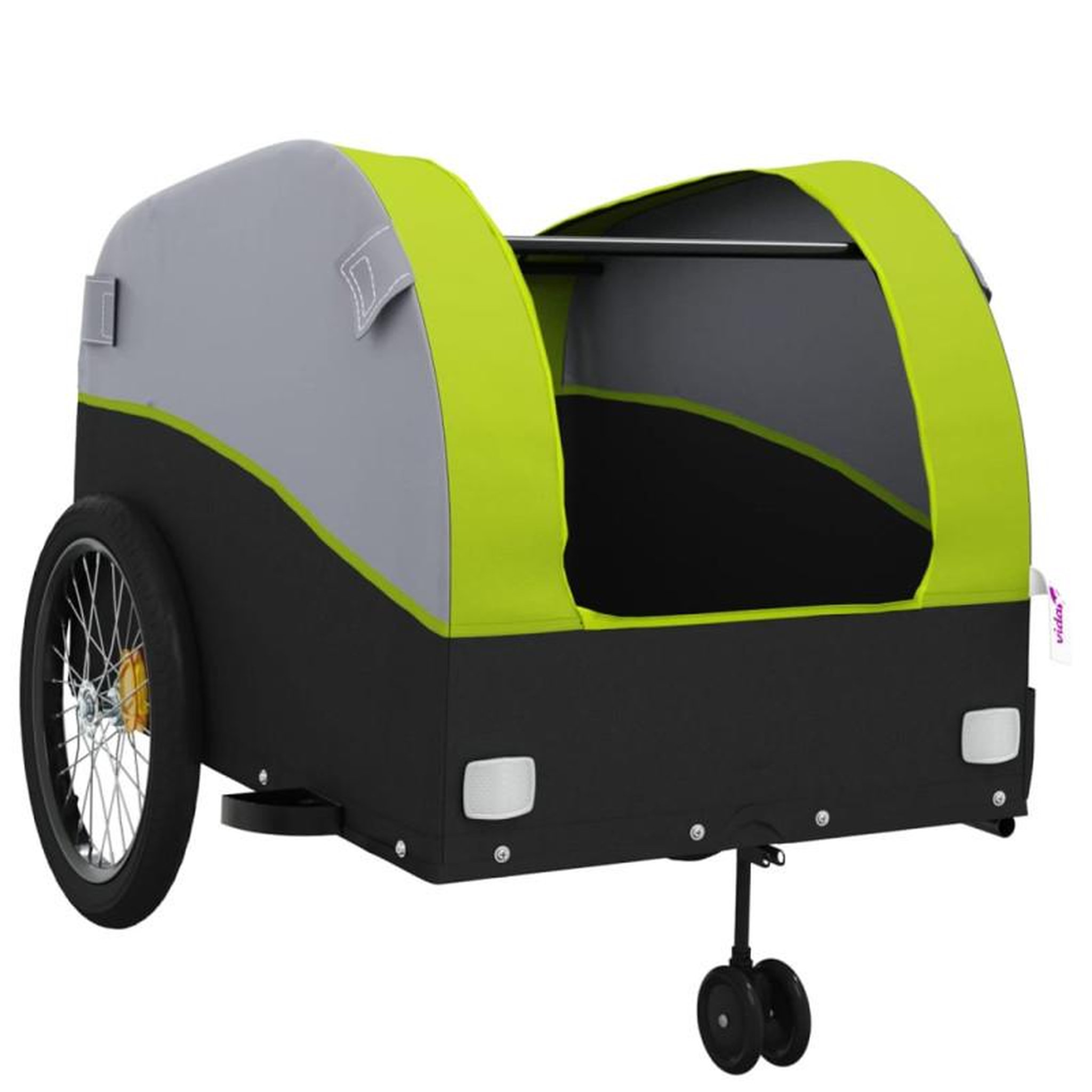 Voir la diapositive 6 : VIDAXL Remorque de vélo noir et vert 45 kg fer