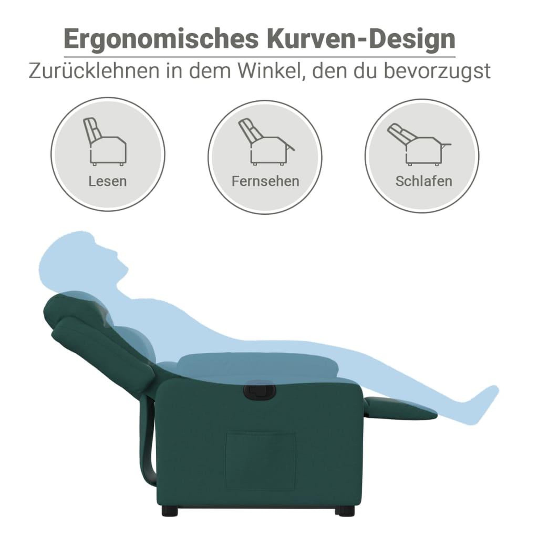 Voir la diapositive 6 : VIDAXL Fauteuil inclinable vert fonce tissu