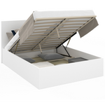 ID MARKET Lit coffre double SEASIDE avec tête de lit et sommier 140 x 190 cm blanc