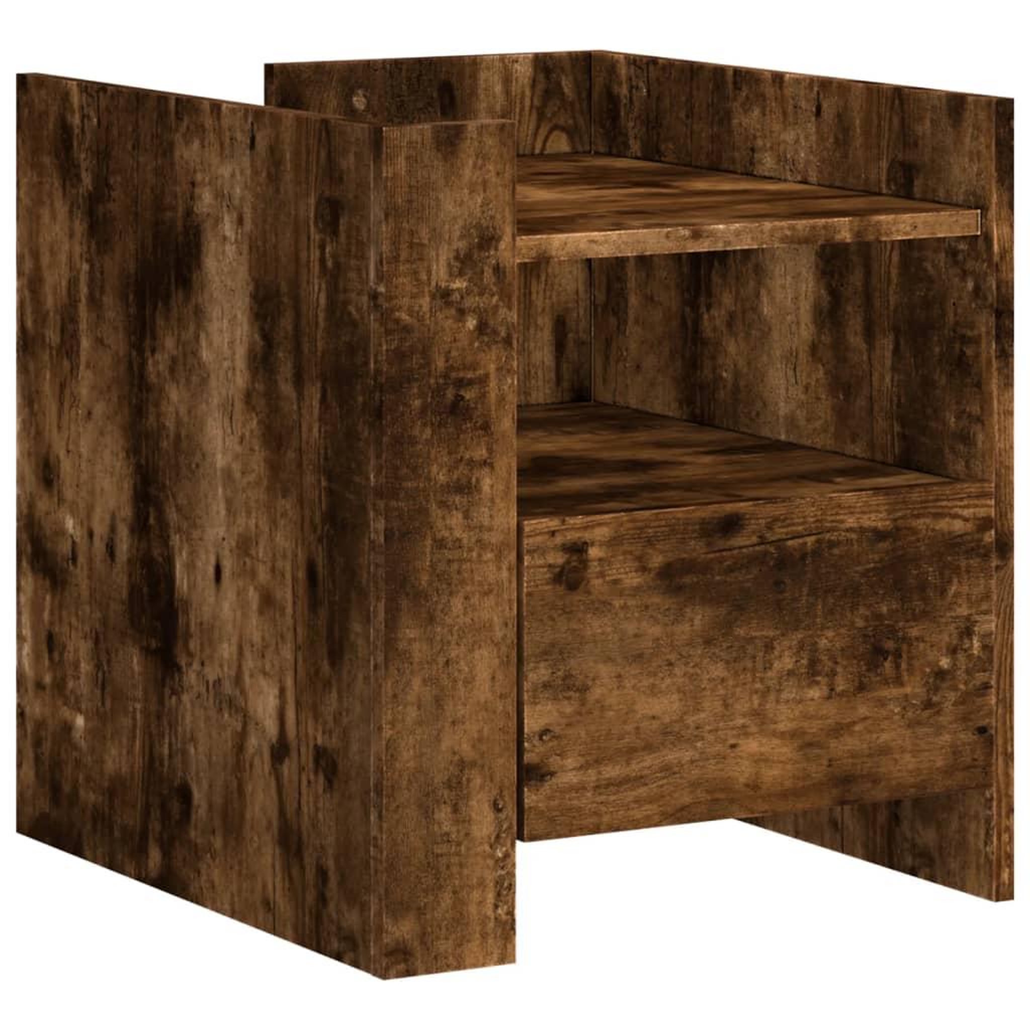 Voir la diapositive 2 : VIDAXL Table de chevet chene fume 45x50x50 cm bois d'ingenierie