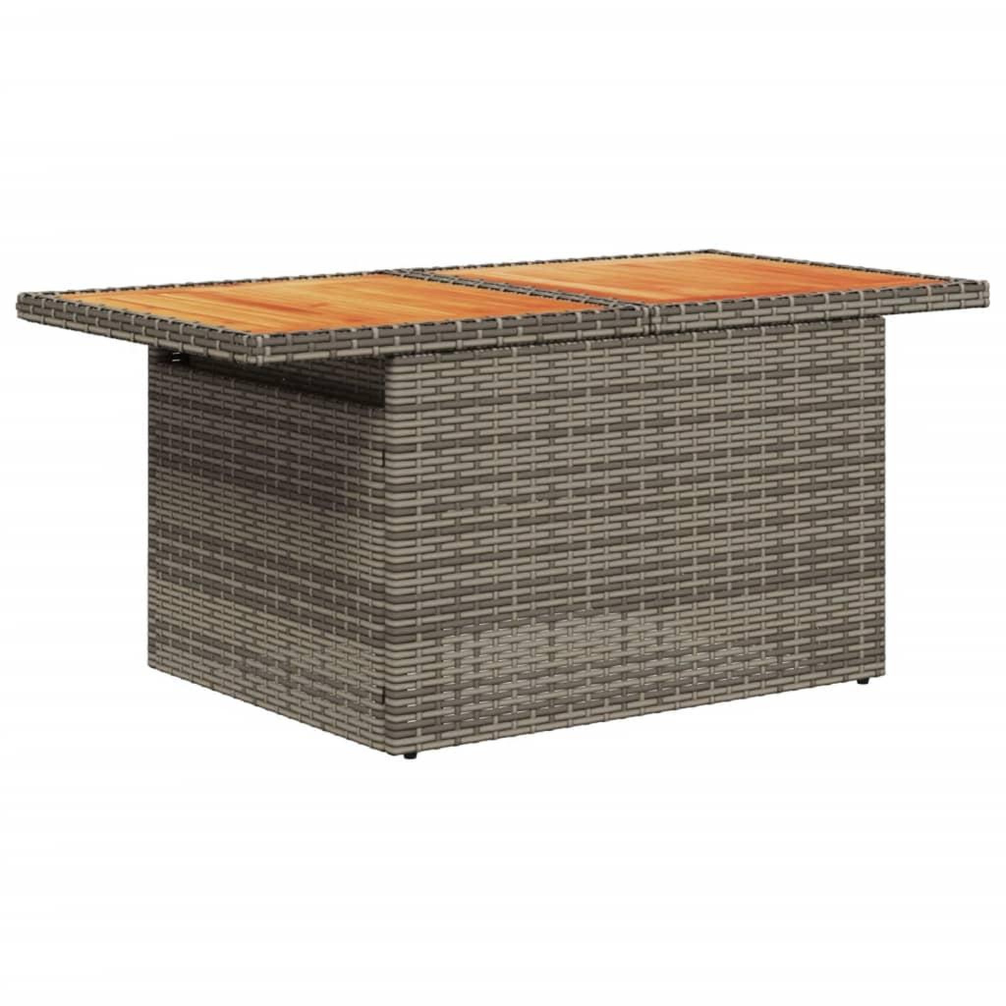 Voir la diapositive 4 : VIDAXL Table de jardin gris 100x55x73 cm resine tressee et bois acacia