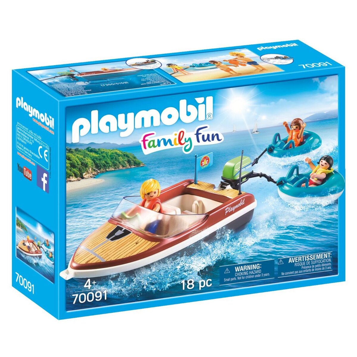 PLAYMOBIL 70091 - Family Fun -  Bateau avec bouées et vacanciers 