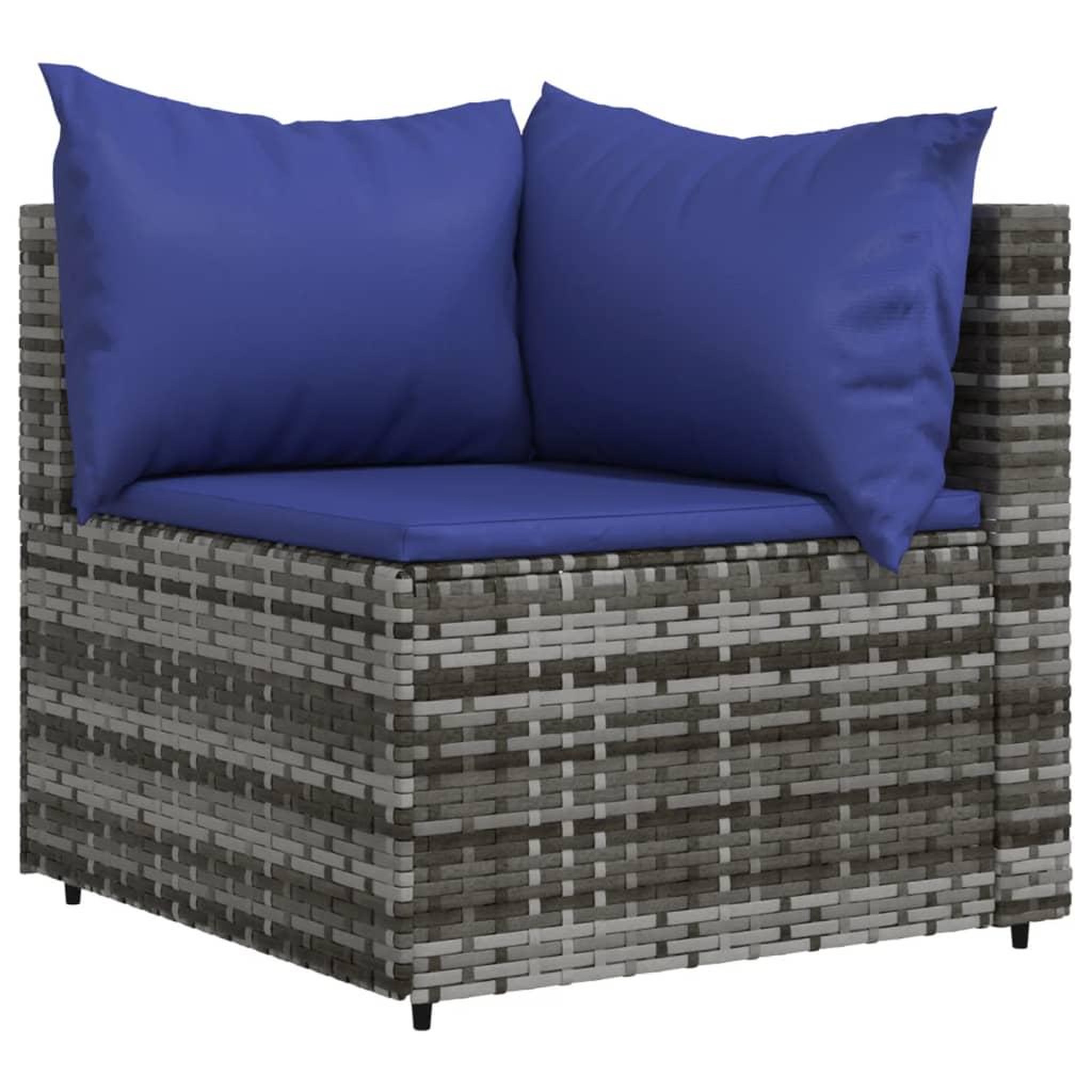 Voir la diapositive 2 : VIDAXL Canape d'angle de jardin avec coussins gris resine tressee