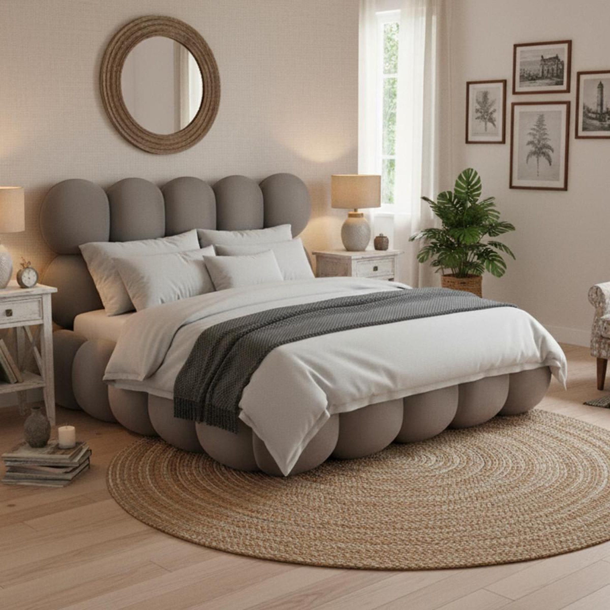 Voir la diapositive 5 : Paris Prix Lit coffre en velours  bubble  140x190cm gris