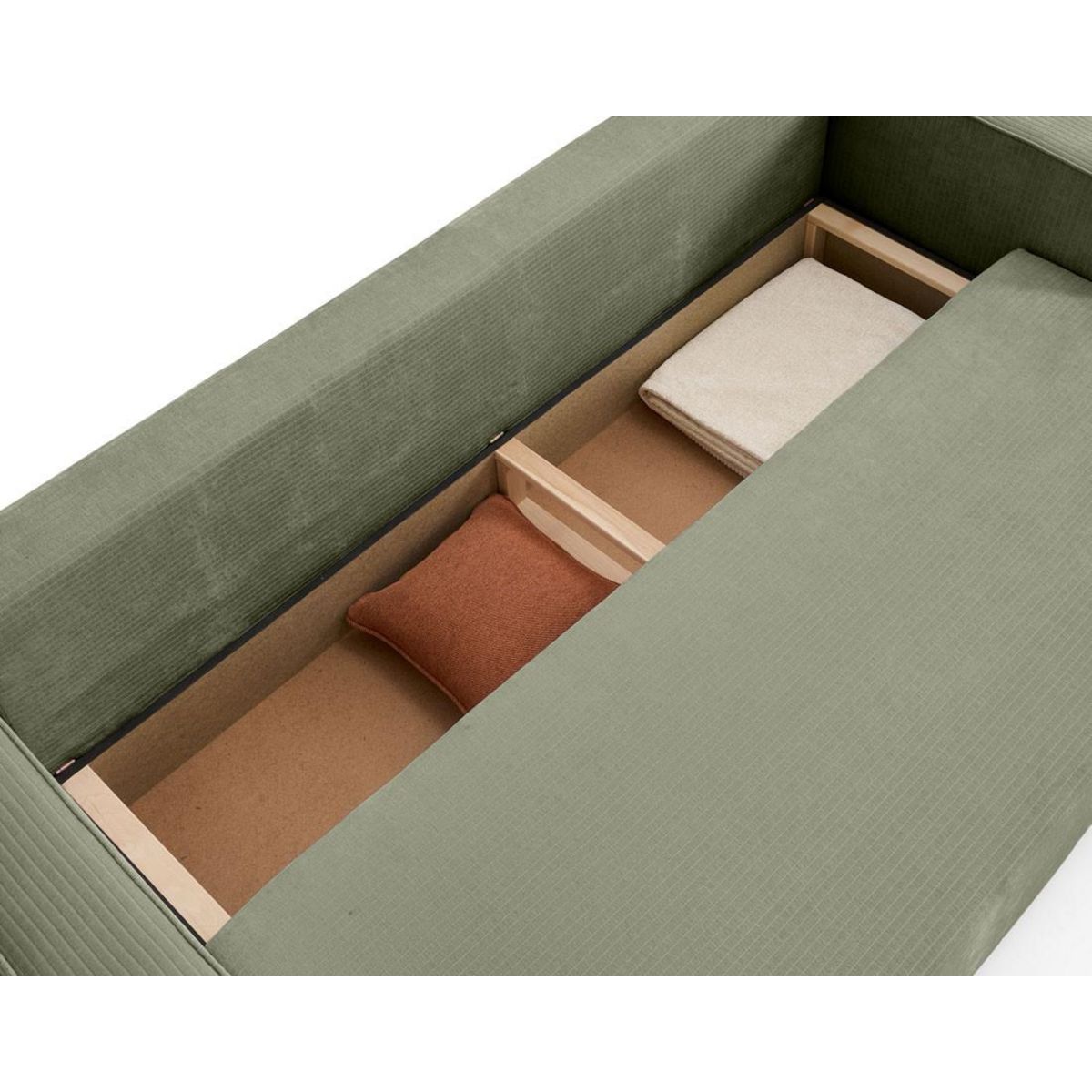 BEST MOBILIER Topaze - canapé 3 places - convertible avec coffre - en velours côtelé plat