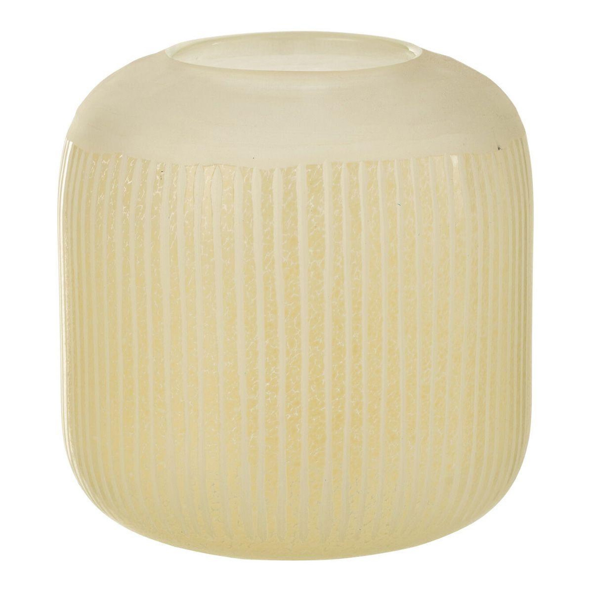 Voir la diapositive 1 : J-LINE Vase Design en Verre Lignes  Carla  16cm Jaune Clair