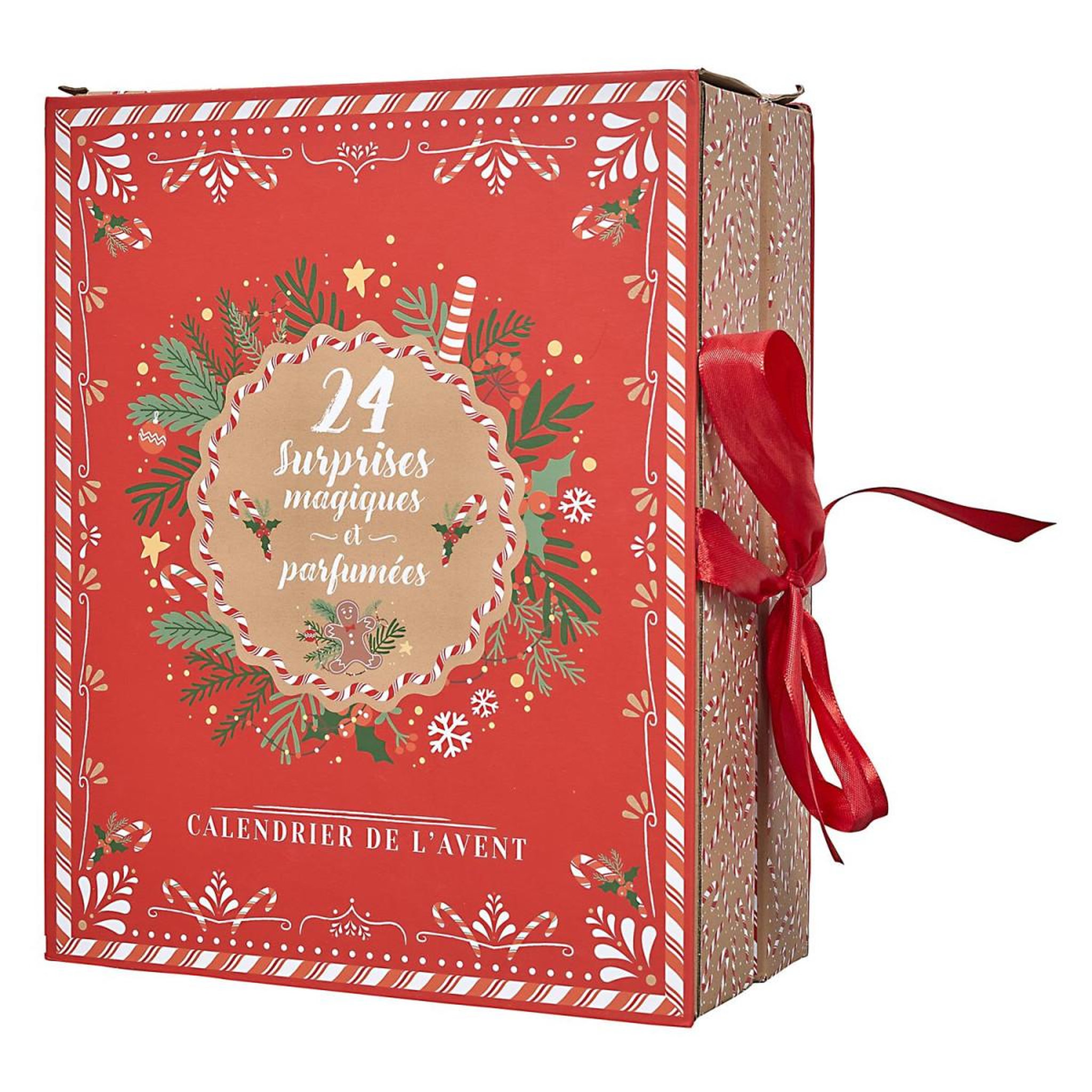 The Home Deco Factory Calendrier de l'avent bougies & surprises  noël  31cm rouge