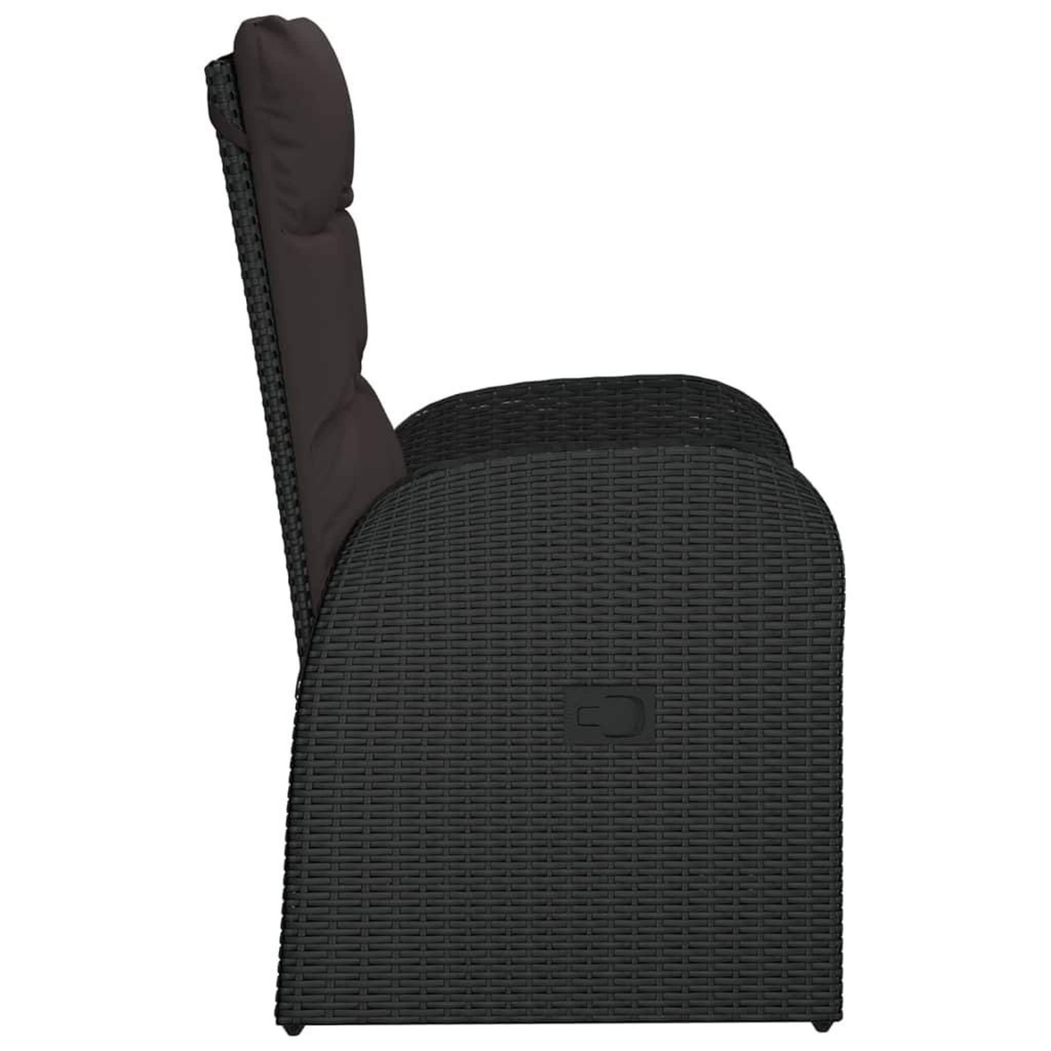 Voir la diapositive 5 : VIDAXL Chaise inclinable de jardin 2pc et coussins Resine tressee Noir