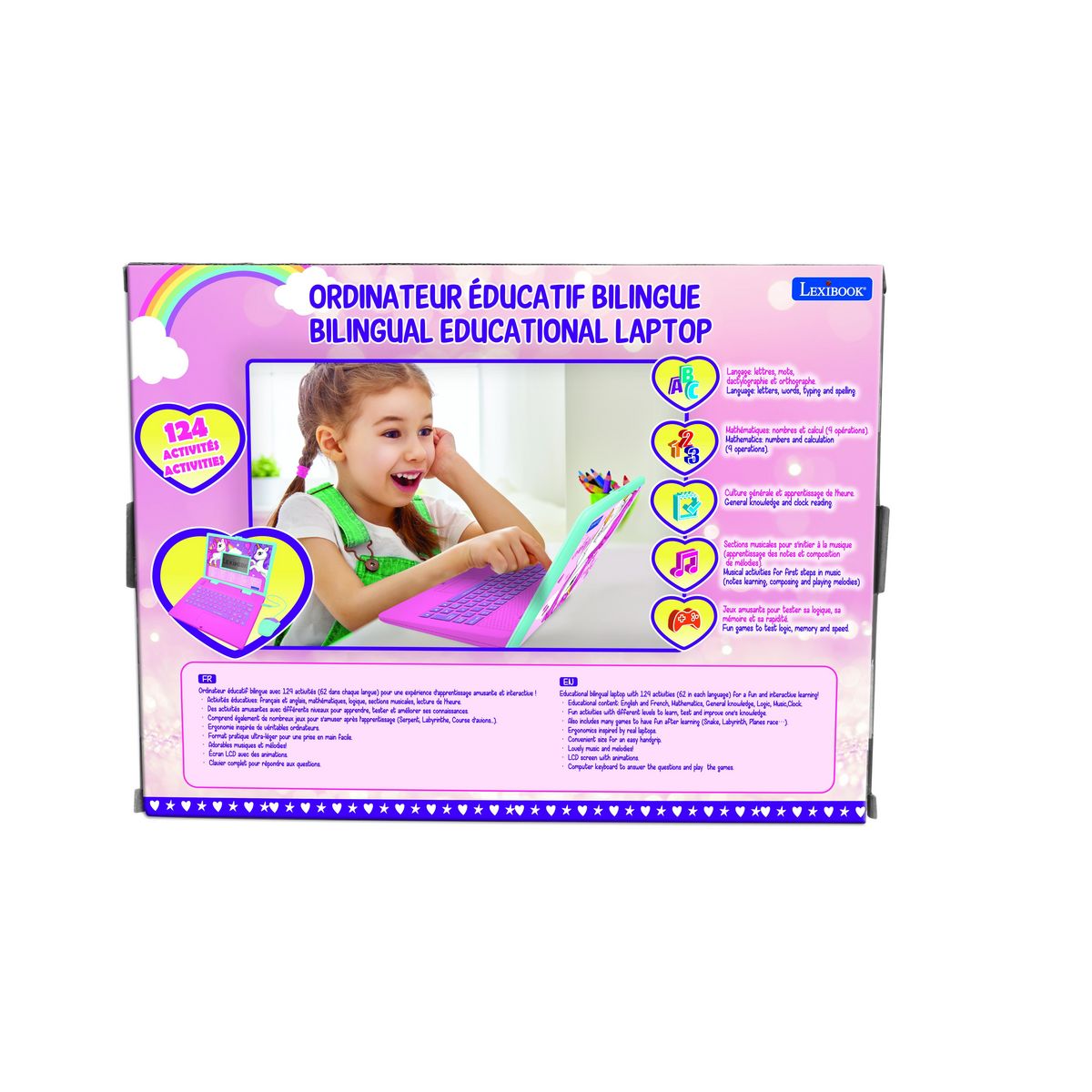 Lexibook Ordinateur portable éducatif bilingue Licorne (FR/EN)