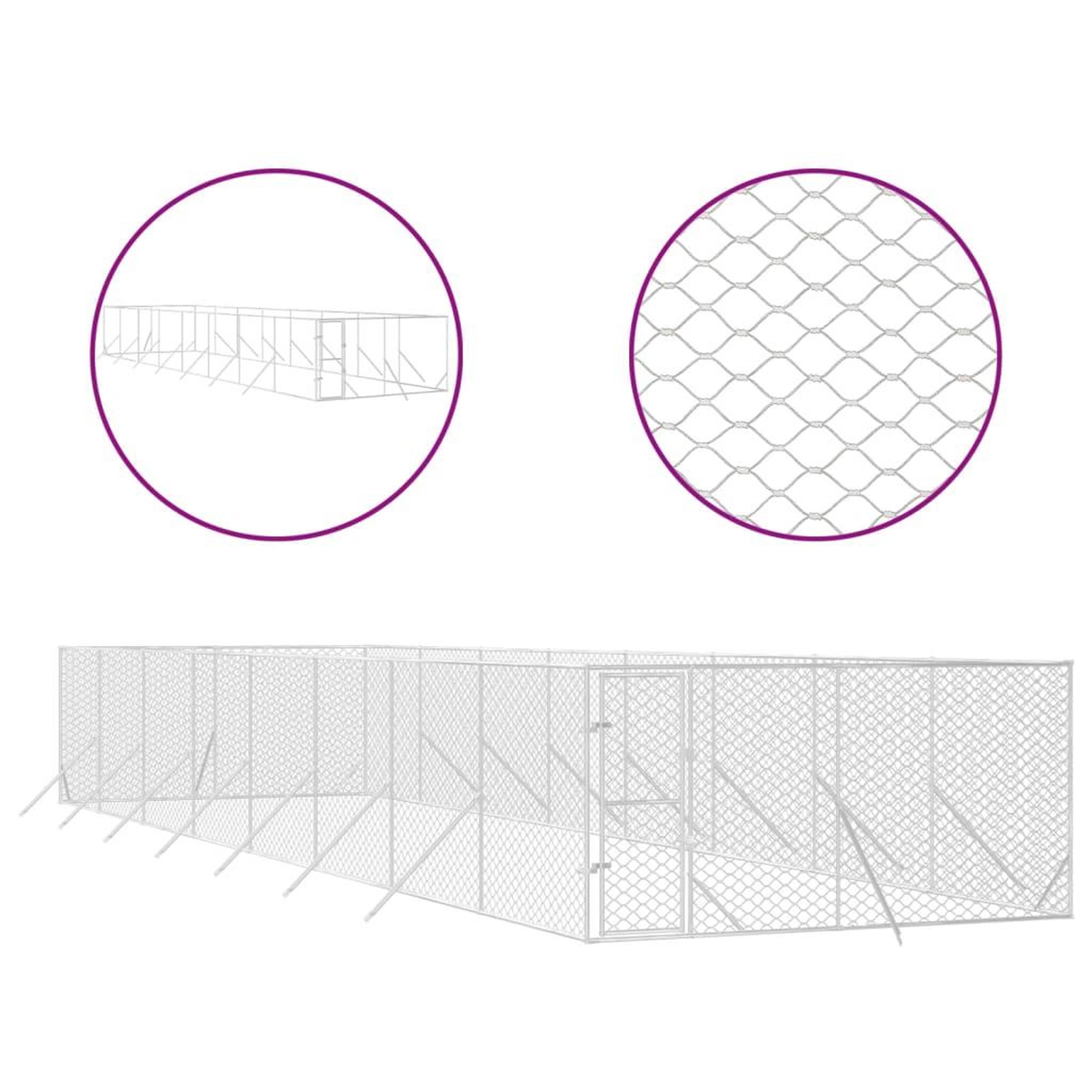 Voir la diapositive 2 : VIDAXL Chenil d'exterieur pour chiens argente 4x16x2 m acier galvanise