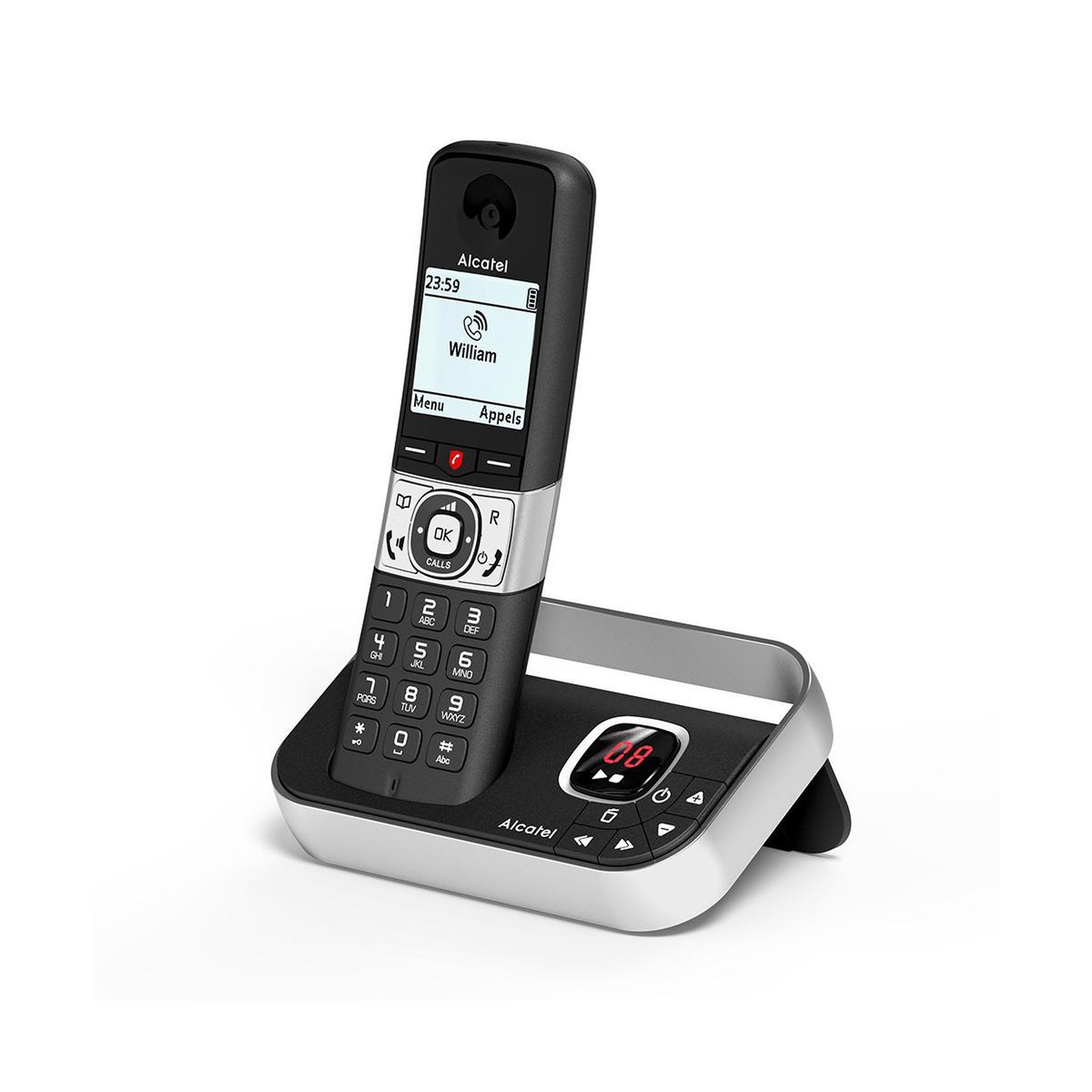 Voir la diapositive 3 : Alcatel Téléphone dect alcatel f890 avec identification de l'appelant noir, argent
