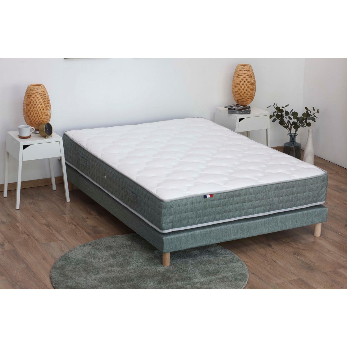 Sommier Tapissier à Lattes Vert 160x200 HYGGE