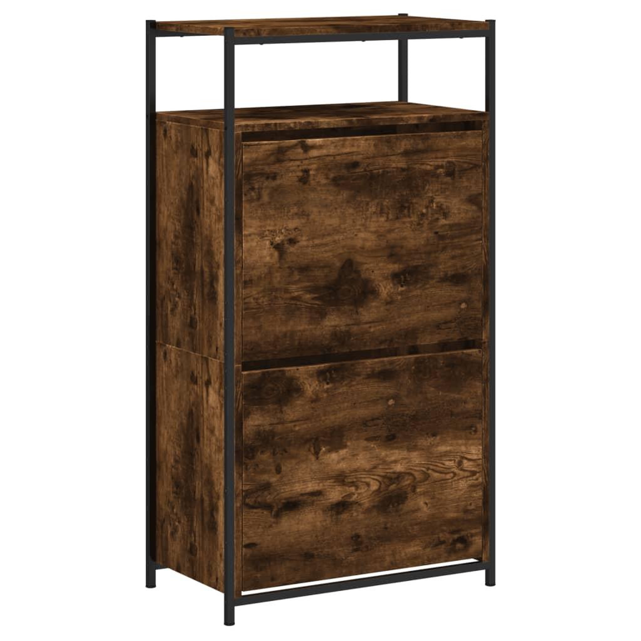Voir la diapositive 4 : VIDAXL Armoire a chaussures chene fume 60x34x112 cm bois d'ingenierie