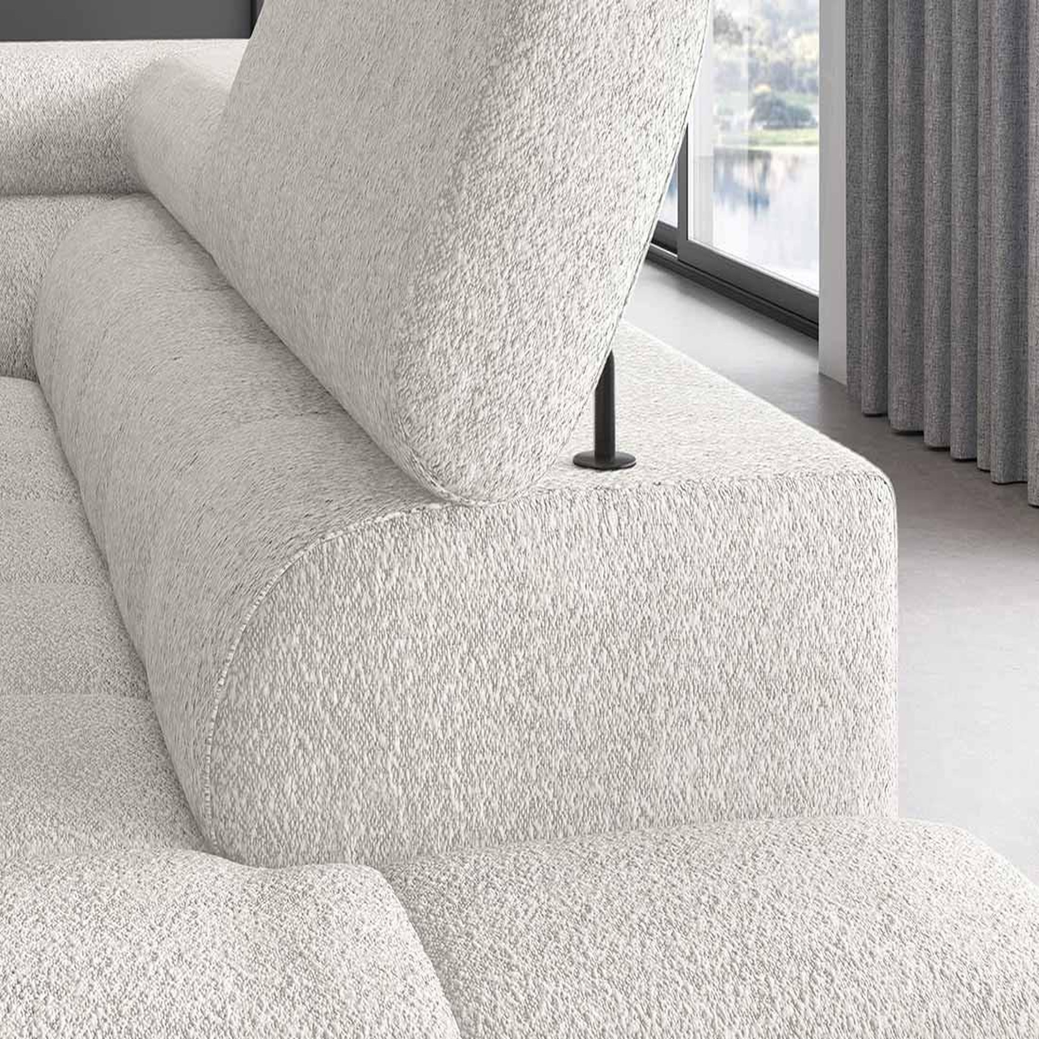 Voir la diapositive 4 : BEST MOBILIER Elisa - canapé d'angle droit 5 places convertible avec coffre et têtières réglables en tissu bouclette