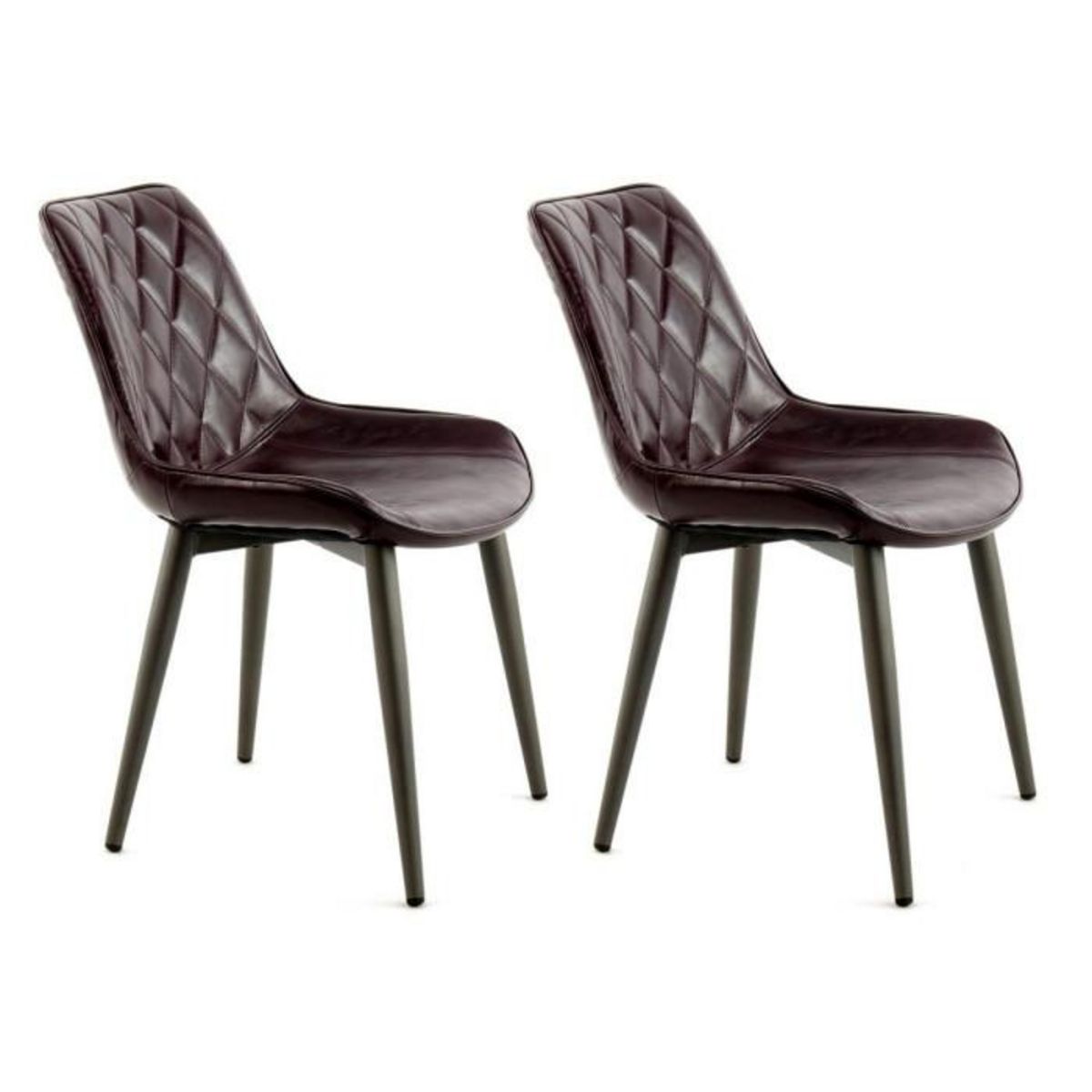 Paris Prix Lot de 2 Chaises Design  Cecil  81cm Violet Foncé