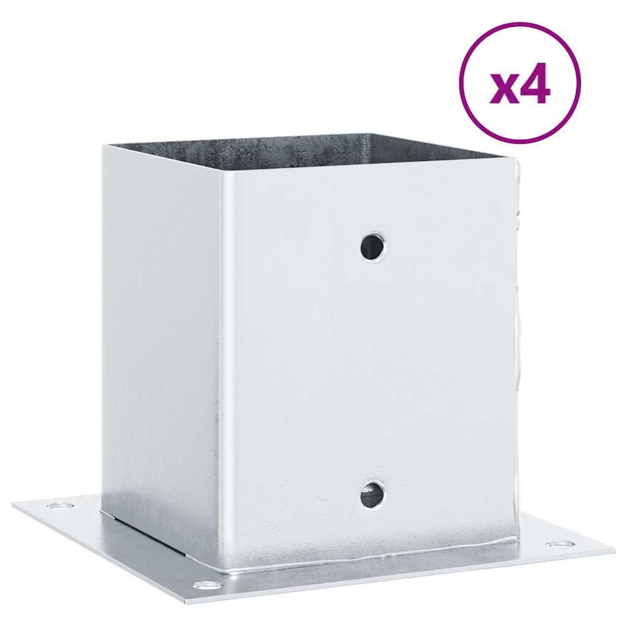 Voir la diapositive 2 : VIDAXL Bases de poteau carrees 4 pcs argent 101x101 mm acier galvanise