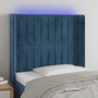 Voir la diapositive 1 : VIDAXL Tete de lit a LED Bleu fonce 103x16x118/128 cm Velours