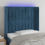 Voir la diapositive 1 : VIDAXL Tete de lit a LED Bleu fonce 103x16x118/128 cm Velours