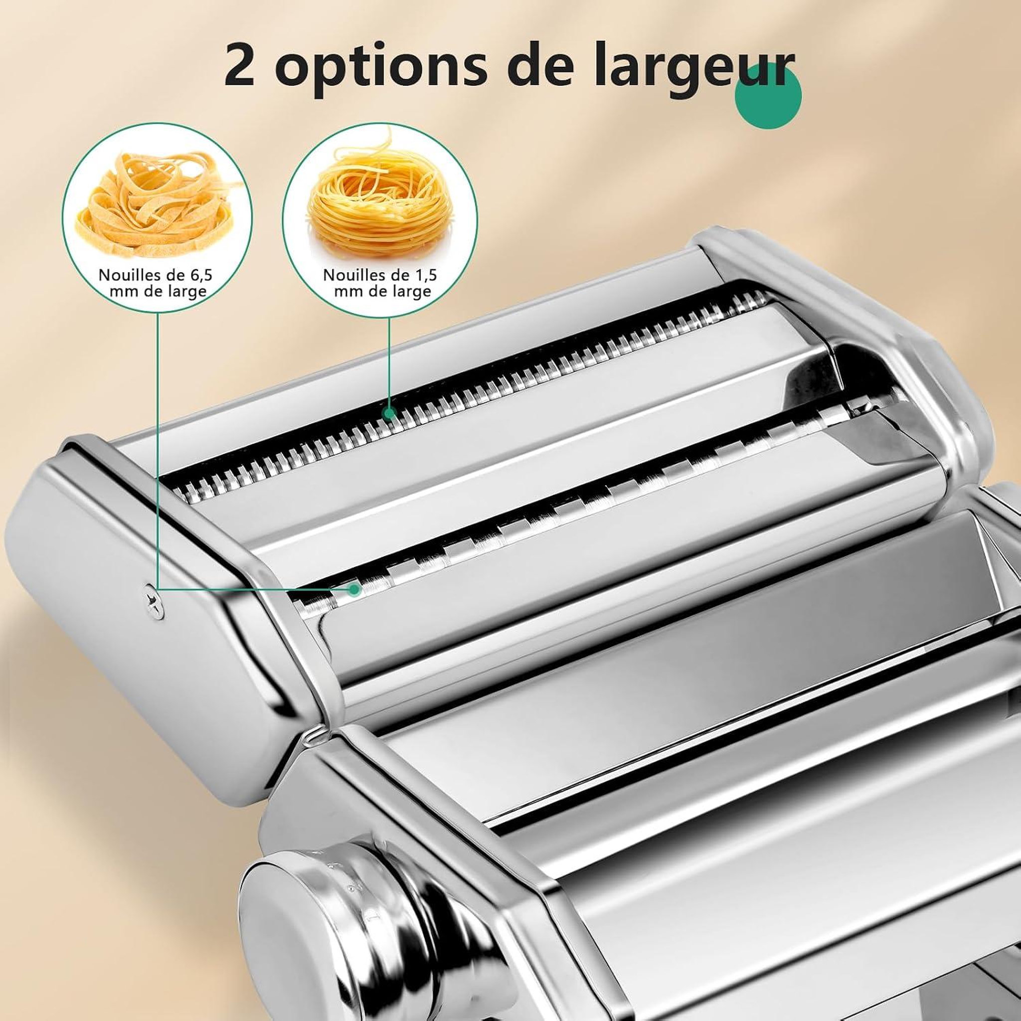 Voir la diapositive 4 : YASHE Machine à pâtes manuelle, 7 épaisseurs, 2 largeurs