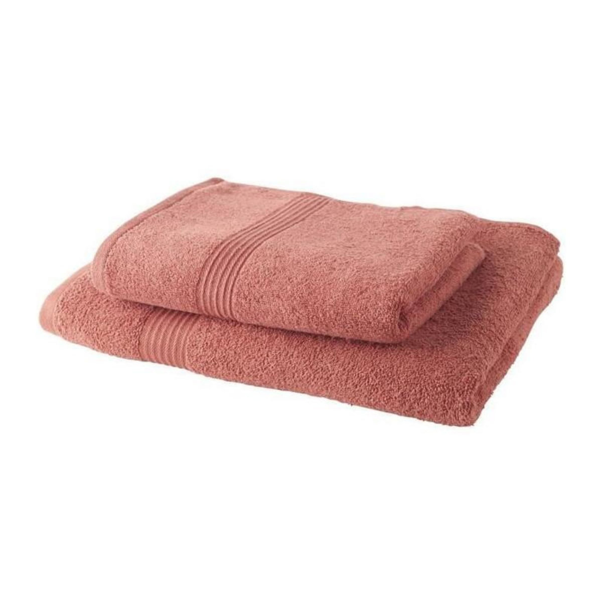 Today TODAY Lot de 1 Drap de Bain 100% coton 70x30 cm + 1 Serviette de Bain 50x100 cm - Terracotta